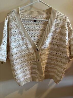 Universal Thread Cream Open-Knit Short Sleeve Cardigan